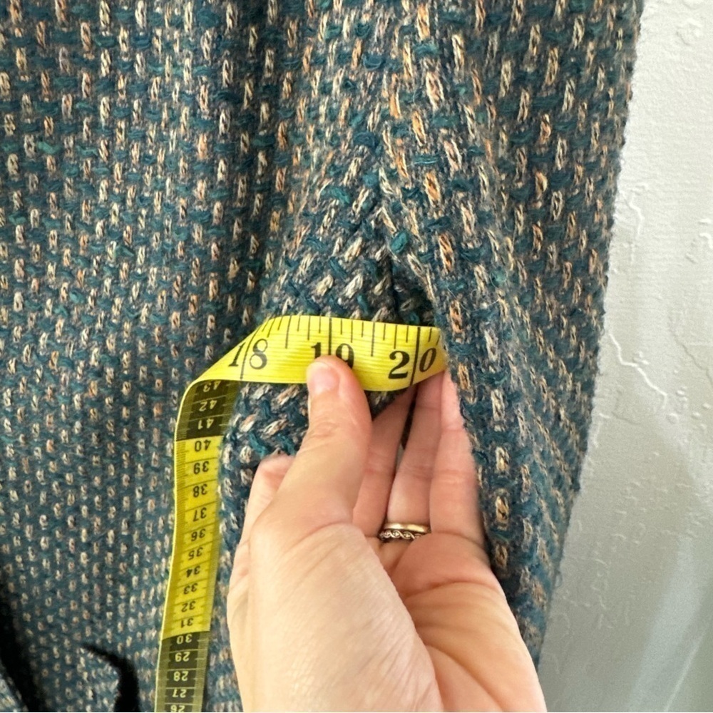 Vintage Chester Weinberg Green Multicolor Woven Stitch Double Breasted Blazer - Picture 3 of 14